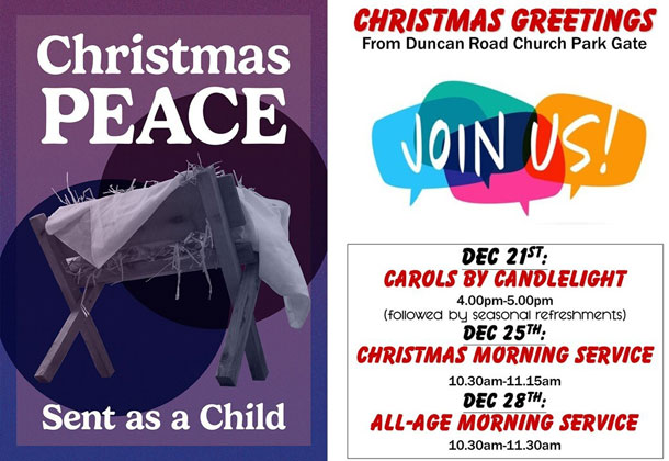 Carols by Candlelight Christmas Greetings 2025 Duncan Road Church